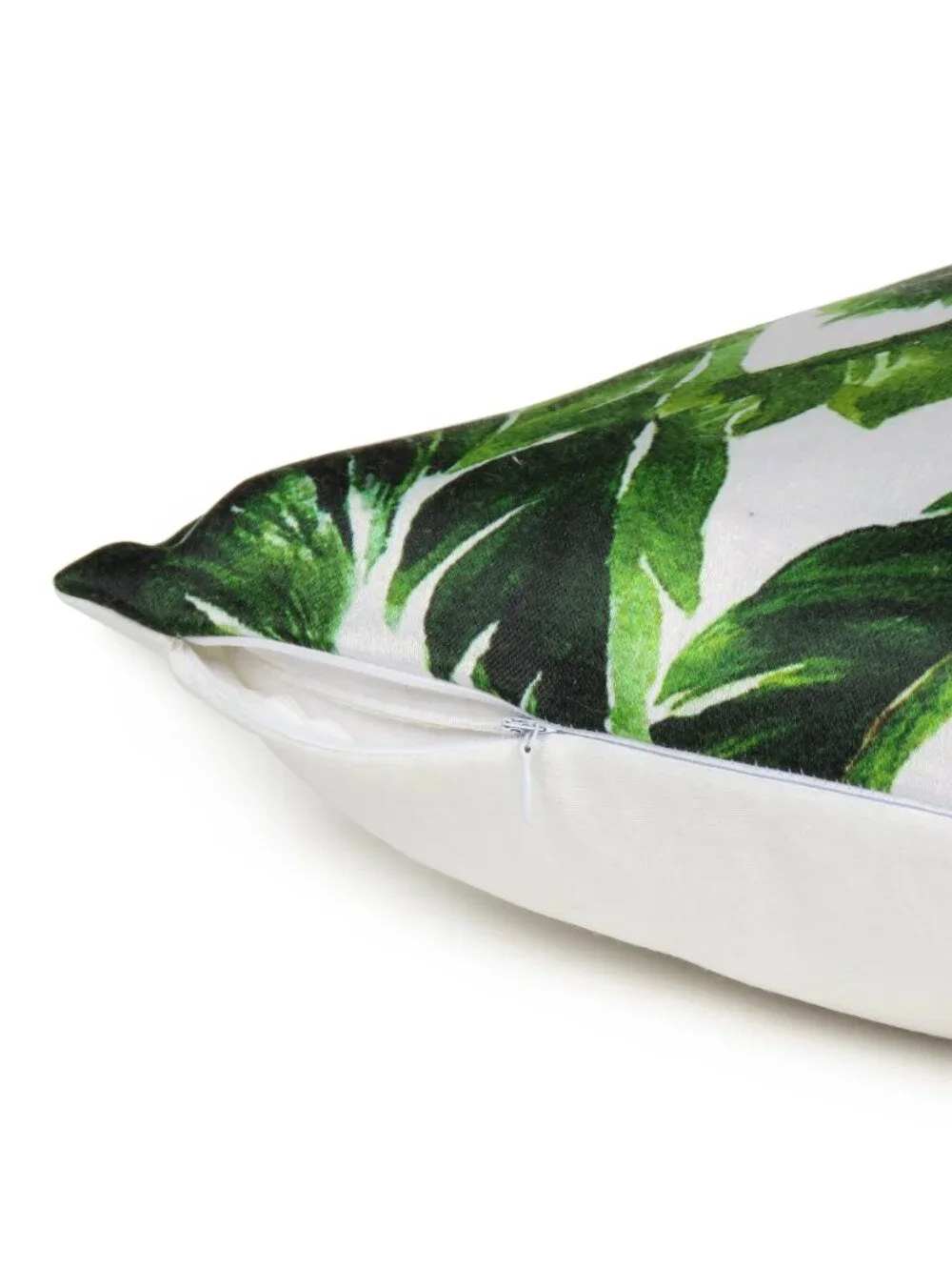 Oussum Cotton Zipper Closer Tropical Leaf Print Pillow Cover Green Set of 2